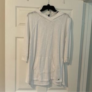 White Hooded beach cover with Front Pocket